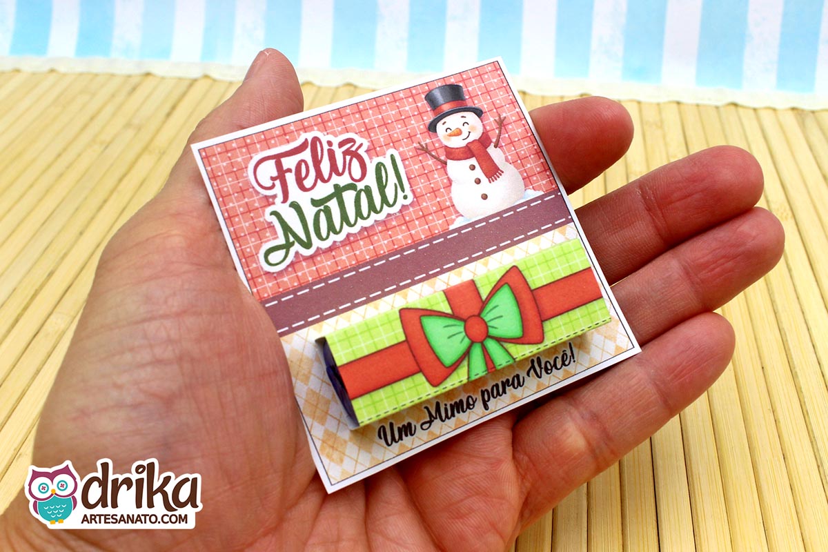 Lembrancinha de Natal para Imprimir: Cartão Porta-bis de Boneco de Neve