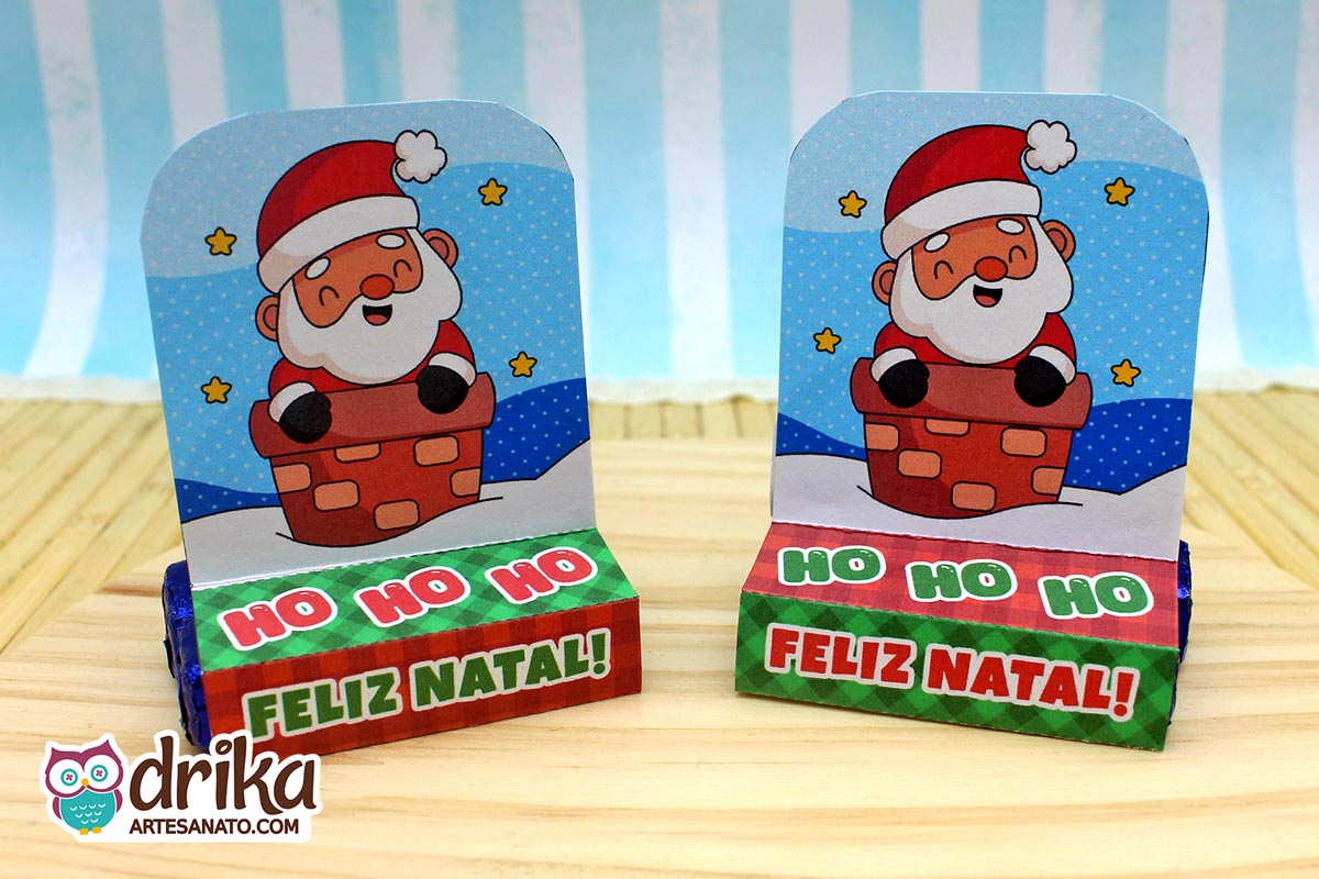 Lembrancinha de Natal para Imprimir: Porta-bis Duplo de Papai Noel