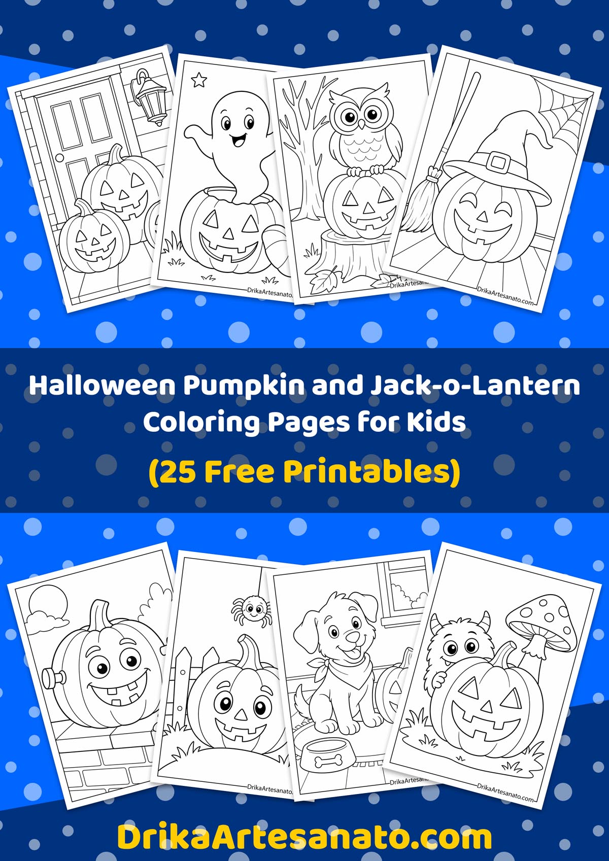 Collection of printable Halloween pumpkin and jack-o-lantern coloring pages