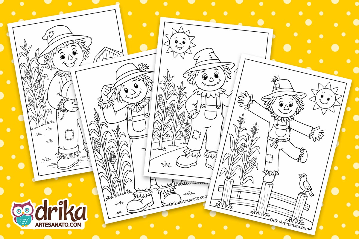 Scarecrow and Cornfield Coloring Pages for Kids (20 Free Printables)