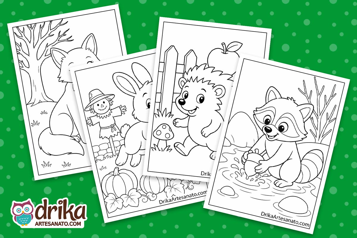 Woodland Animals in Autumn Coloring Pages for Kids (20 Free Printables)