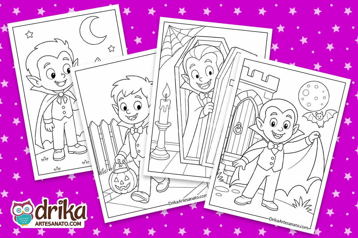 Cute Cartoon Vampire Coloring Pages for Kids (20 Free Printables)