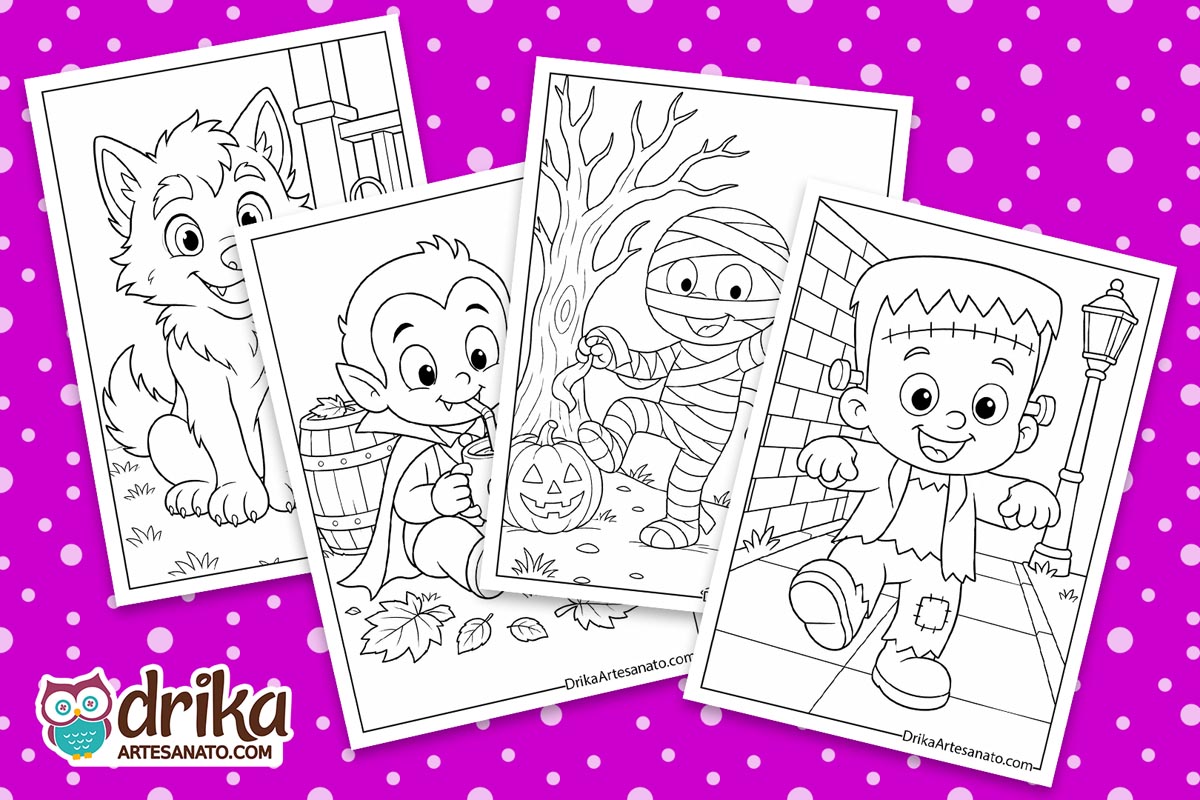 Cute Halloween Monster Coloring Pages for Kids (25 Free Printables)