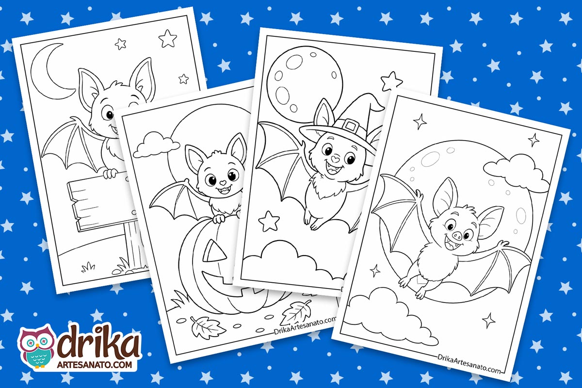 Halloween Bat and Night Sky Coloring Pages for Kids (50 Free Printables)