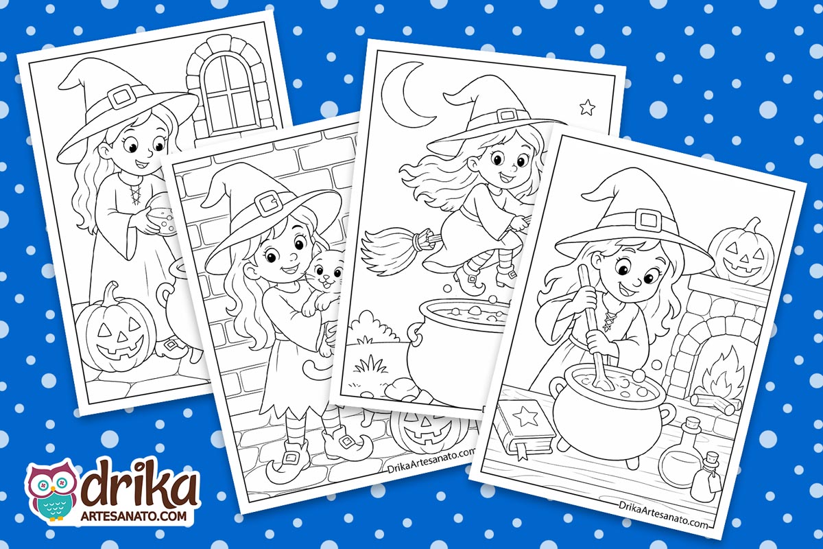 Halloween Witch and Cauldron Coloring Pages for Kids (25 Free Printables)