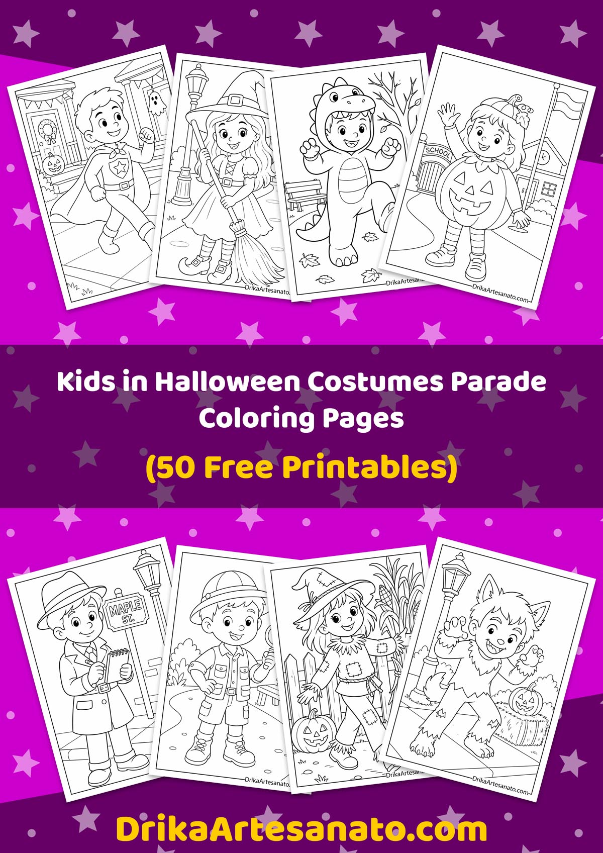 Printable kids Halloween costume parade coloring pages cover preview collection