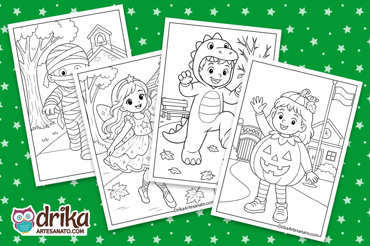 Kids in Halloween Costumes Parade Coloring Pages (50 Free Printables)